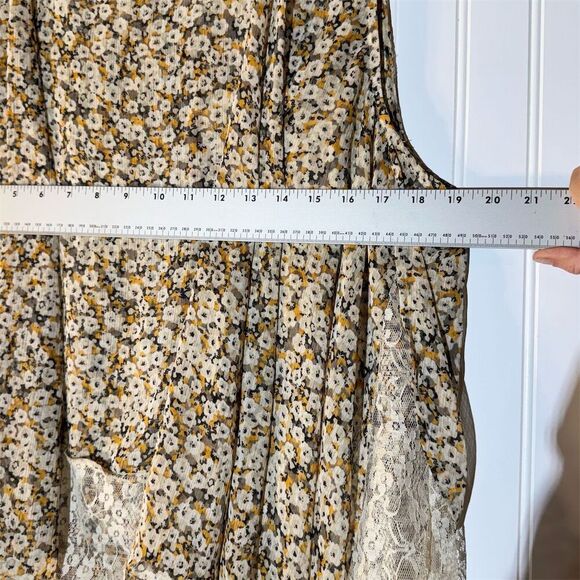 LYS Boho Cottagecore Sheer Floral Lace Hem Tank Top 1X Indie Romantic Festival - Picture 8 of 10